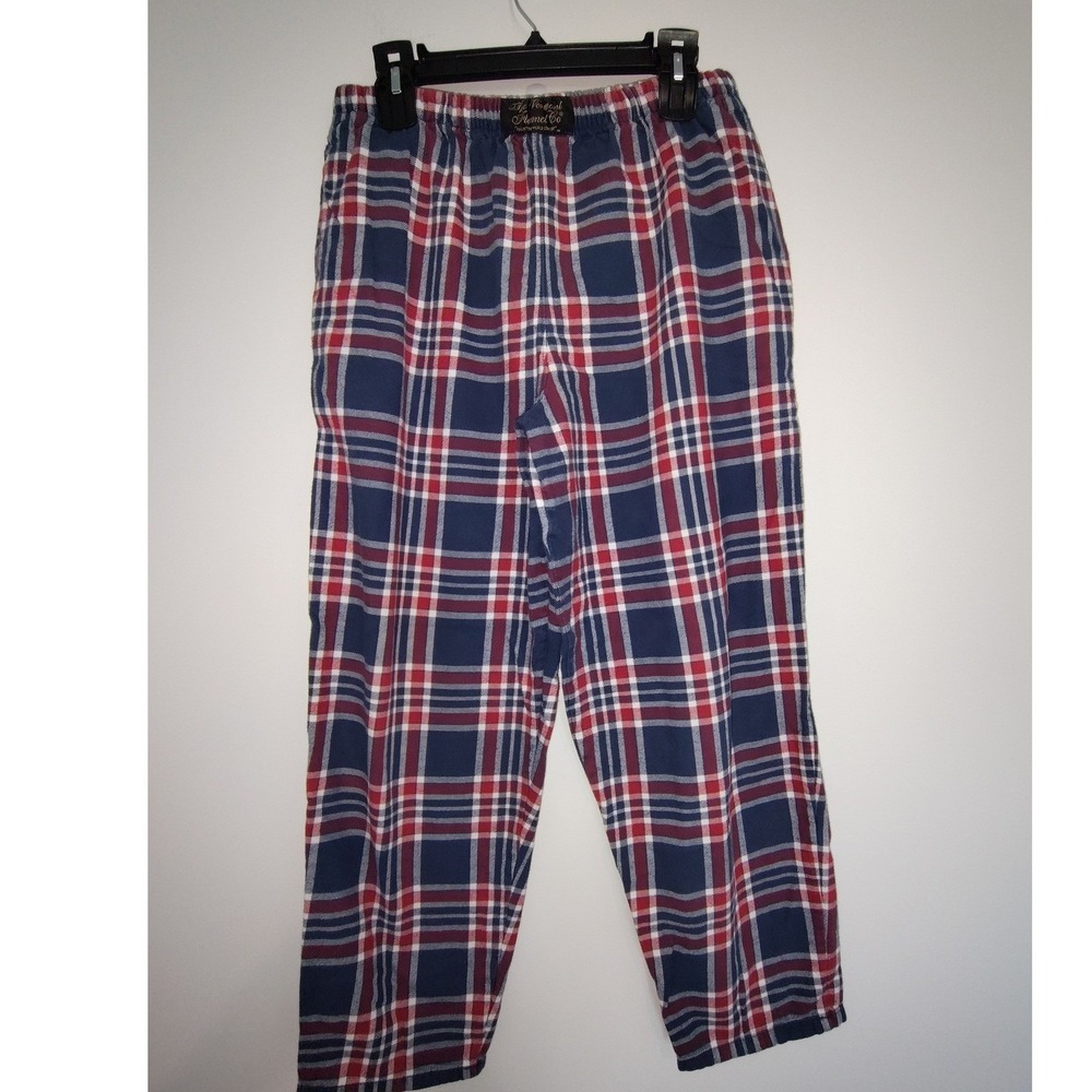 The Vermont Flannel Co Mens Plaid PajamaPants Navy Blue Red White Lounge Bottoms